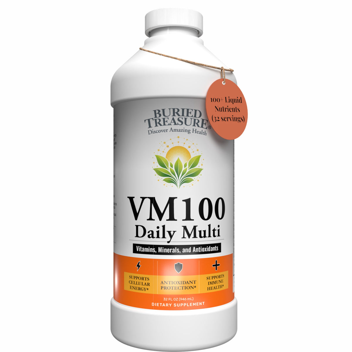 VM100 Liquid Multivitamin and Multimineral Daily Supplement - 100+ Nutrients with Vitamins, Minerals, Antioxidants, and Superfoods - 32 oz
